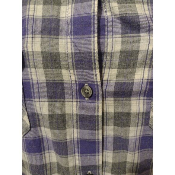 NWT New IZOD Women's Large L Cotton Button Up Shirt Purple Gray Long Sleeve - Picture 3 of 15